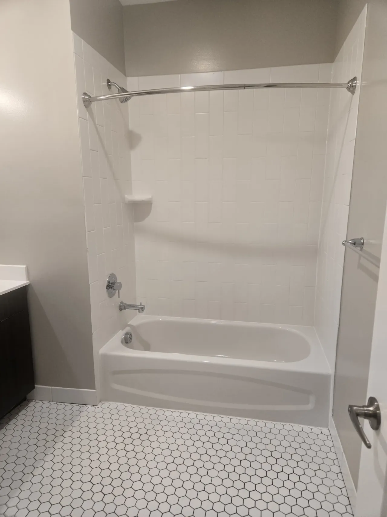 Rental bathroom shower cleaned during an Airbnb turnover in New Jersey