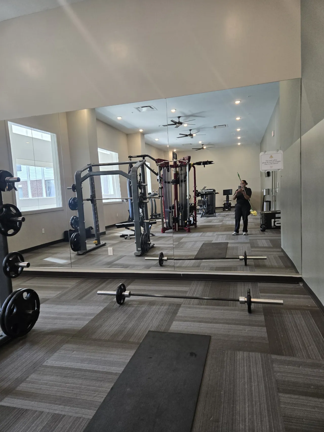 Fitness room windows and glass cleaned in a New Jersey building