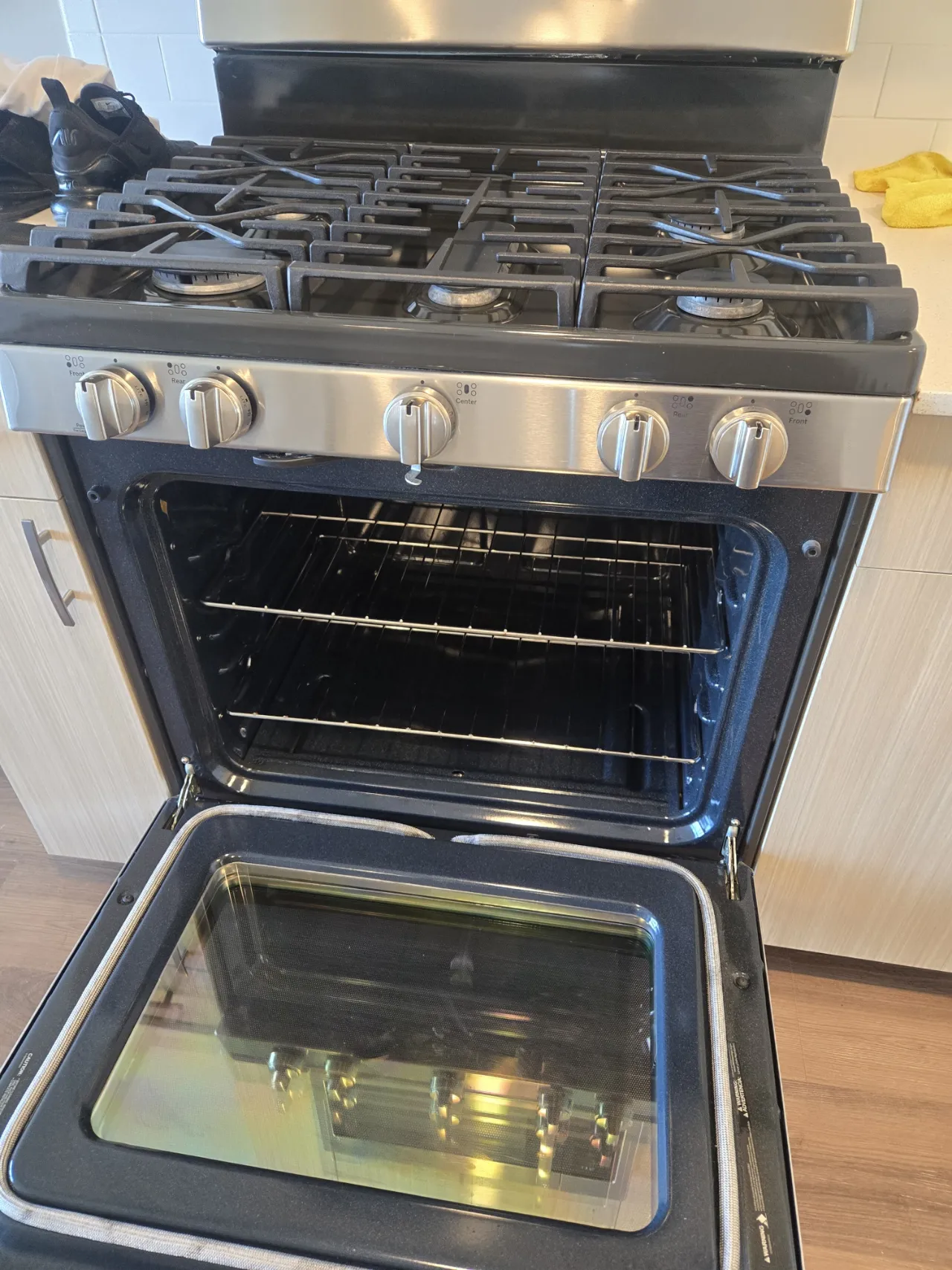 Oven interior cleaned during an Airbnb turnover in New Jersey